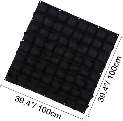 Ogrmar 64 Pockets Vertical Wall Garden Planter Plant Grow Bag for Flower Vegetable for Indoor/Outdoor (64 Pockets, Black)