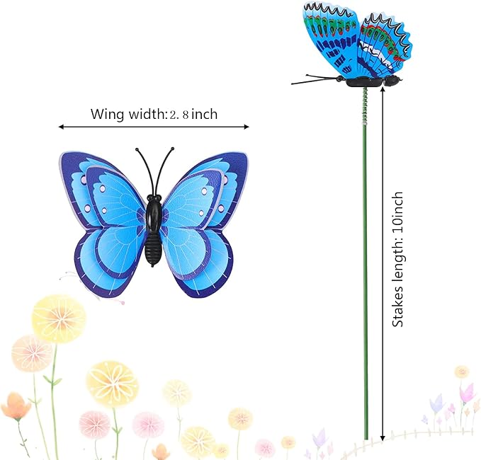 Augshy Butterfly Decorations, 75 Pcs Butterfly Garden Stakes Butterfly Party Decorations Butterfly Stakes for Garden Decor