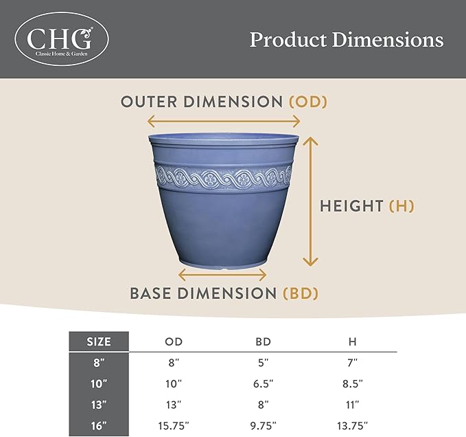 Classic Home & Garden by Growscape Corinthian Planter,10" Oil Rubbed Bronze | Classic Resin Plant Pots, Lightweight Indoor Outdoor Planter, Weather-Resistant, Great for Patio, Home & Garden Decor Accent