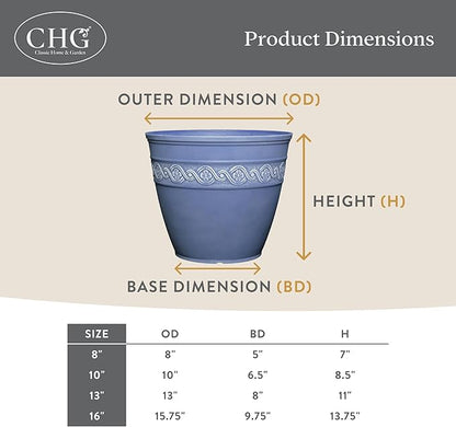 Classic Home & Garden by Growscape Corinthian Planter,10" Oil Rubbed Bronze | Classic Resin Plant Pots, Lightweight Indoor Outdoor Planter, Weather-Resistant, Great for Patio, Home & Garden Decor Accent