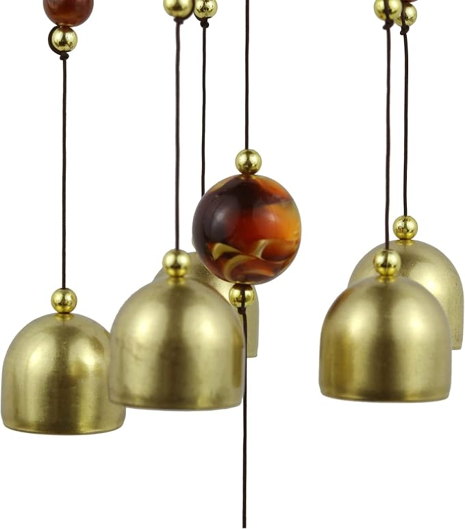 Star Wind Chimes for Outside with 5 Brzone Chime Bells, Rustic Wind Chime Hanging Decor for Garden Patio Yard