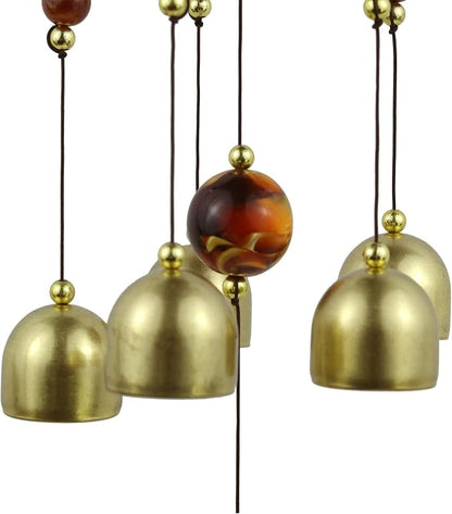 Star Wind Chimes for Outside with 5 Brzone Chime Bells, Rustic Wind Chime Hanging Decor for Garden Patio Yard