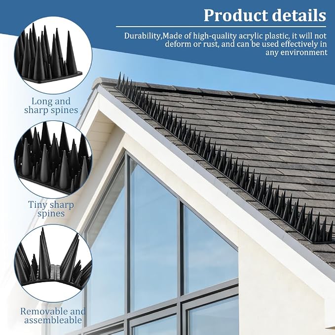 Bird Spikes, 20 Pack Pigeon for Small Birds Raccoon Cats Defender for Outside to Keep Squirrel Away for Railing and Roof