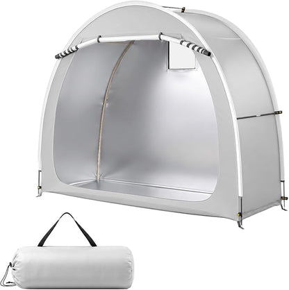 VINGLI Bike Storage Shed Tent for 2-3 Bikes, Outdoor Portable Bicycle Storage Shed with Carry Bag, Waterproof Bike Tent for Motorcycle, Garden Tools, Lawn Mower, Light Gray