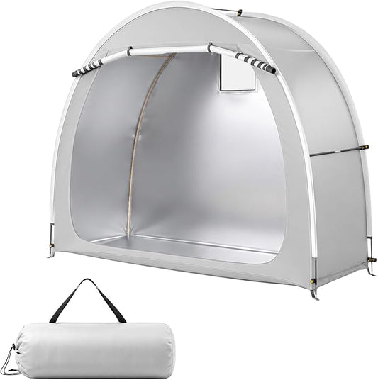 VINGLI Bike Storage Shed Tent for 2-3 Bikes, Outdoor Portable Bicycle Storage Shed with Carry Bag, Waterproof Bike Tent for Motorcycle, Garden Tools, Lawn Mower, Light Gray
