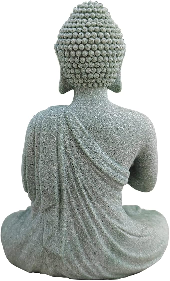 livelyfish Fish Tank Buddha Statue Japanese Aquarium Decorations Meditation Sandstone Buddha Statue Ornaments Betta Pet Fish Tank Asian Decorations,C