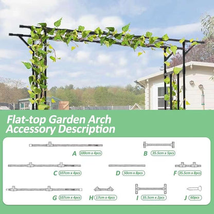 Garden Arch Trellis - 79" L x 86" H Supersize Flattop Garden Arch - Garden Trellis for Lawn, Party, Ceremony Wedding Decoration (Leg spacing 59")