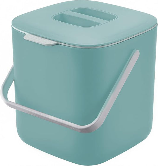 Compost Bin Kitchen, 0.7 Gal Sealed Countertop Compost Bin (Green) | Filter-Free, Odor-Tight, Easy to clean, The sink can hold