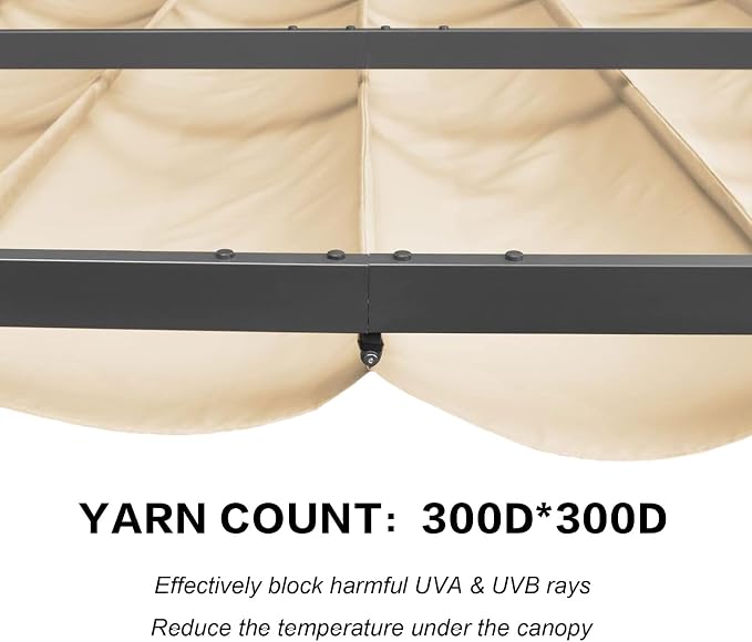 Pergola Shade Cover Replacement Canopy Top Compatible with Home Depot Hampton Bay Pergola Model #GFM00467F - Beige(Canopy Top Only)