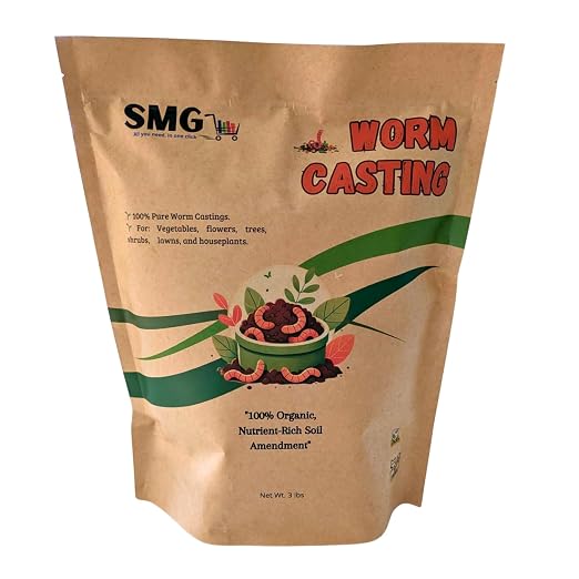 SMG Organic Worm Castings 3 lbs – 100% Pure Earthworm Compost, Nutrient-Rich Organic Soil Amendment for Indoor Plants, Vegetables, Flowers & Garden Use