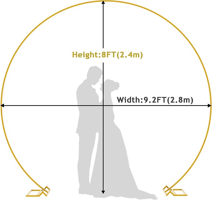 Wokceer 9.2 FT Large Circle Balloon Arch Stand Gold Metal Round Arch Backdrop Stand for Wedding Ceremony Birthday Party Bridal Shower Anniversary Background Decoration