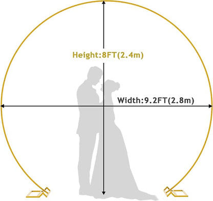 Wokceer 9.2 FT Large Circle Balloon Arch Stand Gold Metal Round Arch Backdrop Stand for Wedding Ceremony Birthday Party Bridal Shower Anniversary Background Decoration