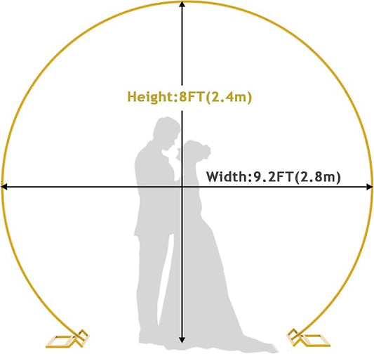 Wokceer 9.2 FT Large Circle Balloon Arch Stand Gold Metal Round Arch Backdrop Stand for Wedding Ceremony Birthday Party Bridal Shower Anniversary Background Decoration