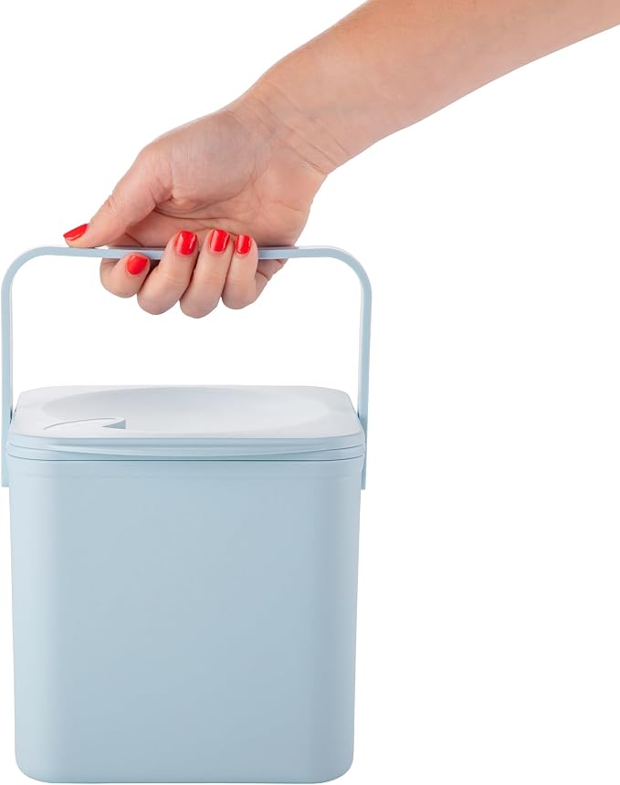 Minky Homecare Kitchen Compost Bin – Countertop Food Waste Caddy with Easy Wipe Clean Interior – Made in The UK - 3.5L (0.9 gal.) (Slate Blue)
