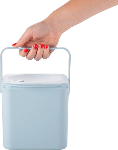 Minky Homecare Kitchen Compost Bin – Countertop Food Waste Caddy with Easy Wipe Clean Interior – Made in The UK - 3.5L (0.9 gal.) (Slate Blue)