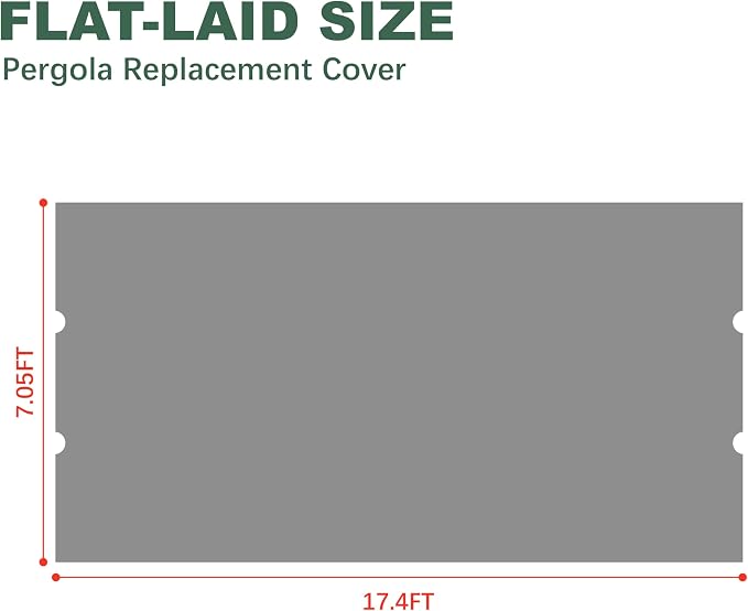 85''x 208'' Universal Replacement Pergola Cover for Pergola L-PG080PST and Other Same Size of Pergolas, (Gray)