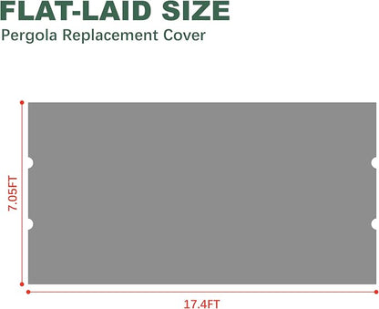 85''x 208'' Universal Replacement Pergola Cover for Pergola L-PG080PST and Other Same Size of Pergolas, (Gray)