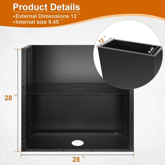 28"x12"x28" Large Metal Planter Box, Heavy-Duty Rust Resistant Steel Planter with Drainage Hole, Modern Rectangular Planter for Outdoor Indoor Patio Garden Yard (Black)