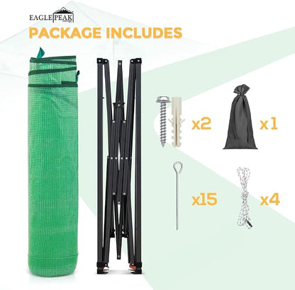 EAGLE PEAK 9x4 Portable Walk in Greenhouse, Pop Up Indoor Outdoor Greenhouse, Green House Kit with Zippered Roll-Up Doors and Windows, Lean-to Design, PE Cover, Clear/Green
