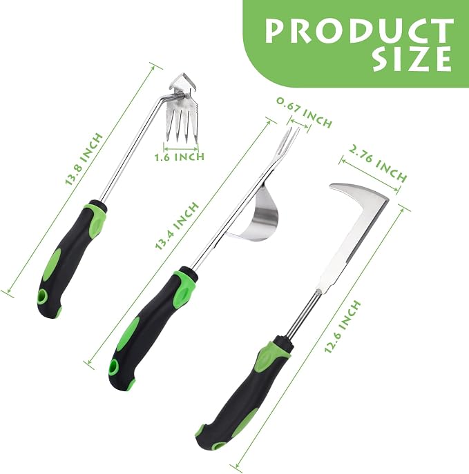 Weed Puller Tool 3pcs, 2026 New Portable Weeder Tool, Weeding Tool with Stainless Steel, Garden Tools for Plant & Weeding, Crack Weeder Tool, Weed Remover Tool for Farm & Backyard