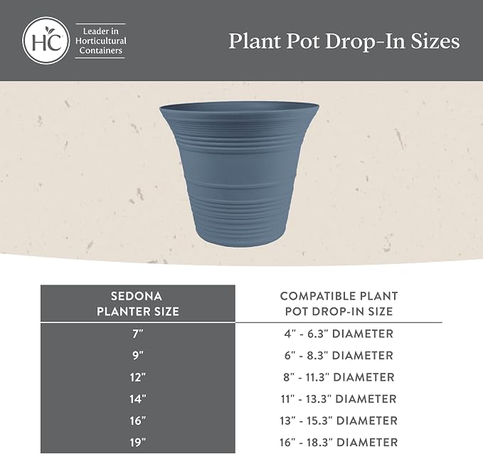 The HC Companies 12 Inch Sedona Round Self Watering Planter Pots, Lightweight UV-Resistant Plastic Indoor & Outdoor Planters, 2-Pack Flower Pots for Garden & Home Decor, Clay