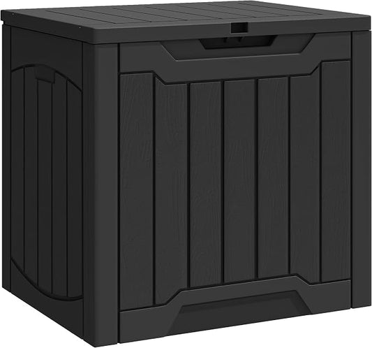 YITAHOME Outdoor Resin Storage Box 31 Gal | Water-resistant Patio Deck Box Outdoor Storage Box for Pillows, Garden Equipment, Securely Lockable, Black