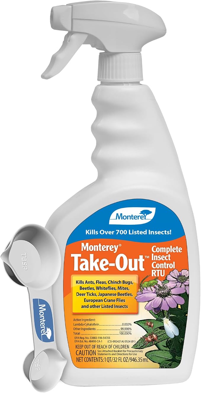 Monterey Take-Out Complete Insect Control RTU - Kills 450+ Insects, Controls Mosquitoes, Fleas, Ants, Mites - Bundled witih Monterey Measure Spoon