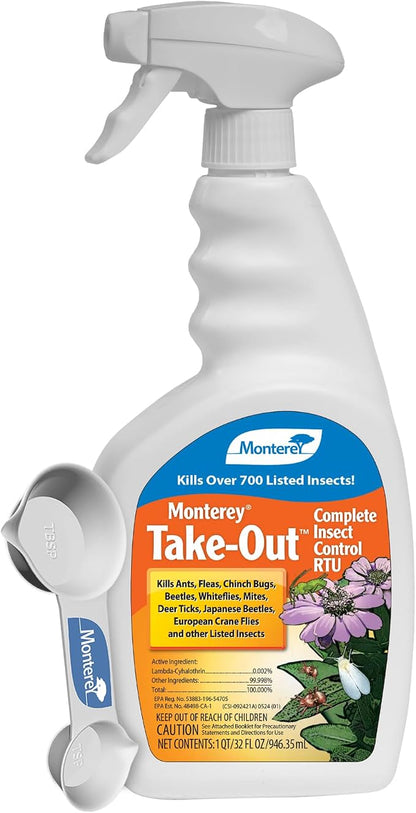Monterey Take-Out Complete Insect Control RTU - Kills 450+ Insects, Controls Mosquitoes, Fleas, Ants, Mites - Bundled witih Monterey Measure Spoon