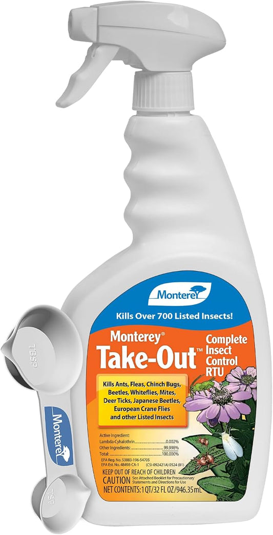 Monterey Take-Out Complete Insect Control RTU - Kills 450+ Insects, Controls Mosquitoes, Fleas, Ants, Mites - Bundled witih Monterey Measure Spoon