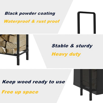 WALMANN 8ft Firewood Rack with Cover, Heavy Duty Firewood Rack With Weather Resistant 600D Oxford Fabric Cover, Indoor/Outdoor Wood Rack for Firewood