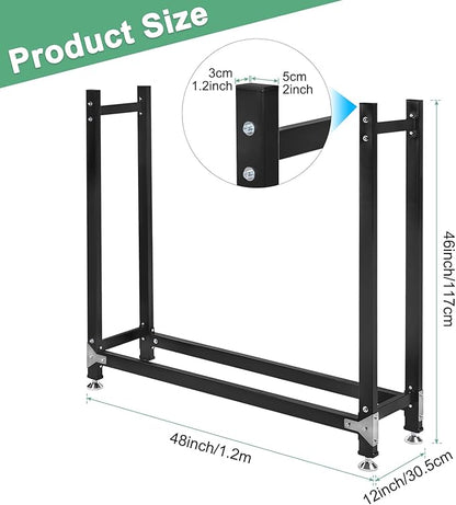 M METERXITY 4ft 1/4 Cord Firewood Rack Outdoor Upgrade Heavy Load-Bearing Frame, Wood Racks with Anti-Slip Adjustable Pad, Firewood Logs Holder Stand for Outdoor Indoor Patio Firepit