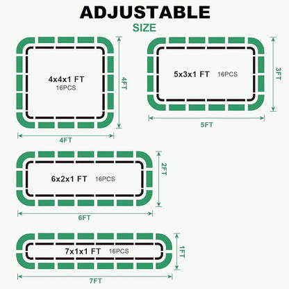 1MORE Raised Garden Bed -5X3X1 Galvanized Planter Box for Outdoor Gardening,4 in 1 Modular Raised Bed Kit with Protective Tape, Gloves for Herb，Ideal for Vegetables and Plants.Green-2Pack