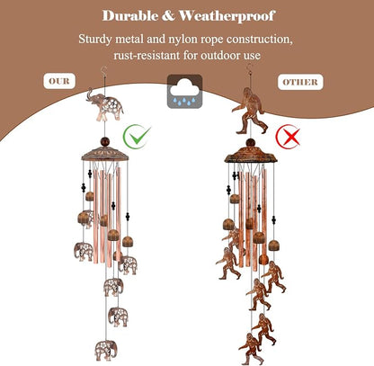 Elephant Wind Chimes for Outside, Elephant Gifts for Women/Mom/Grandma Birthday Gifts,Memorial Gift,Soothing Bass Tones Outdoor Metal WindChimes for Home, Lawn, Porch, Patio, Garden,Yard Decor(35")