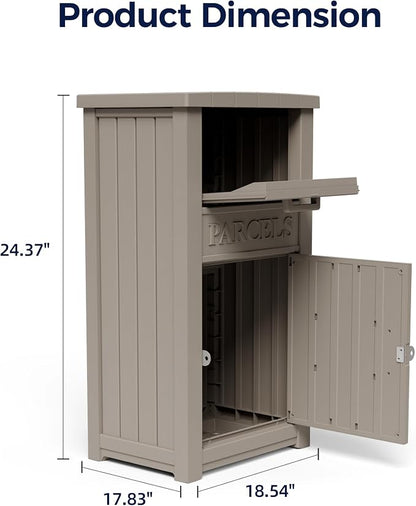 Outdoor Package Delivery Boxes, Lockable Anti-Theft Waterproof Delivery Boxes for Outdoor Use, Package Drop Box for for Porch, Curbside, House Storage, Khaki