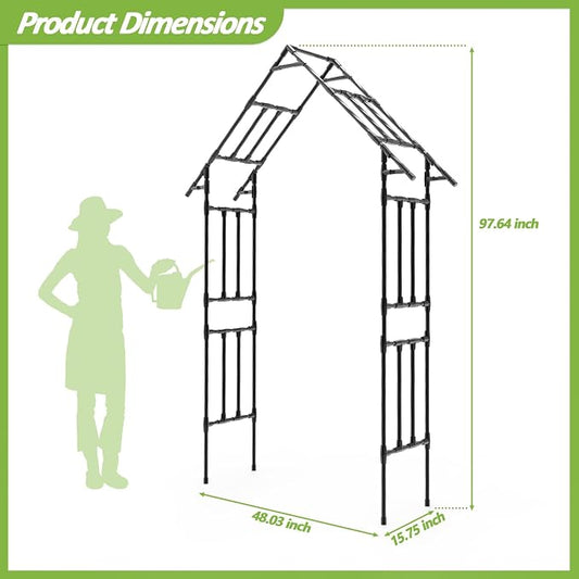 Garden Arch Trellis - 48"L *98"H Gothic Abor Trellis with Reinforced Frame, Garden Trellis for Climbing Plants Outdoor, Heavy Duty Metal Archway for Backyard, Patio, Lawn, Balcony(20MM Pipe)
