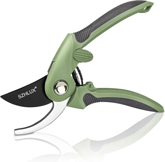 SZHLUX Pruning Shears, Sharp Precision Hand Pruner SK5 Carbon Steel Blades for Garden, Pruning Scissors, 5/8’’ Plant Clippers, Bypass Pruner