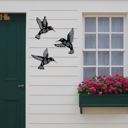 Metal Bird Wall Art Decor- Hummingbird Wall Art Silhouette Outdoor Wall Decor Art for Your Patio, Garden, and Home Metal Art Decor, Indoor and Outdoor Hanging
