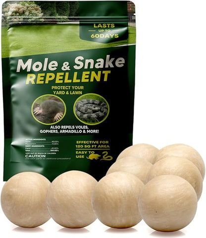 Mole & Snake Repellent, Gopher Repellent Outdoor, Vole & Snake Repellent for Yard, Armadillo & Groundhogs Deterrent for Lawn Pet Safe, Keep Snake Away for Garden/Garage, Safe to Use-8P