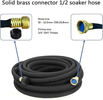 Taisia 1/2" Soaker Hose 50 ft Round Rubber Garden Soaker Hoses, Heavy Duty Drip Hose for Watering Irrigation, Water Seeper Soaker Hoses for Garden, Lawn and Plants