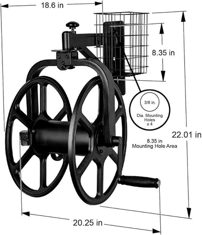 Liberty Garden 712-B Single Arm Navigator Multi-Directional Garden Hose Reel, Holds 125-Feet of, 5/8-Inch, Black