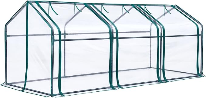 Quictent Mini Greenhouse, Portable Quick-Setup Small Tabletop Waterproof UV Protected PVC Cover Shelter for Outdoors/Indoors W/ Raised Base for Garden Plant Seed Starting, 8 Stake, 95"x36"x36", Clear