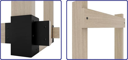 Kingson 4 Pack Heavy Duty Firewood Log Storage Rack Brackets, Adjustable Length Indoor Outdoor Fireplace Wood Holder, Rust-Proof Powder Coated Steel DIY Kit with Screws