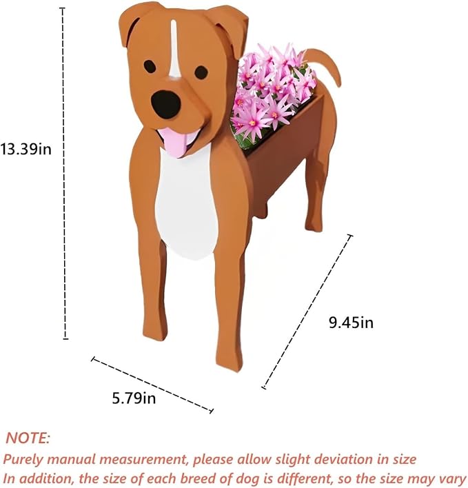 Staffordshire Bull Dog Planter Pots, 9.45 x 5.79 x 13.39 Inches | Dog Flower Pot, Cute Animal Shaped Plant Pot, Gifts for Women & Pet Lovers, Indoor Outdoor Garden Home Office Decor