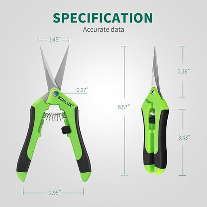 SZHLUX 6.5 Inch Gardening Scissors Hand Pruner Pruning Shears (1, Green)