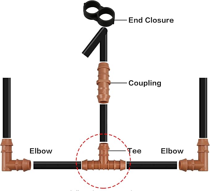 20 Pieces Drip Irrigation Fittings Tee Connectors for 1/2" Tubing, Barbed T 3 Way Connectors for 1/2 Inch Irrigation Tubing(0.600" ID), Drip Line Tees for Drip Sprinkler Garden Lawn Systems
