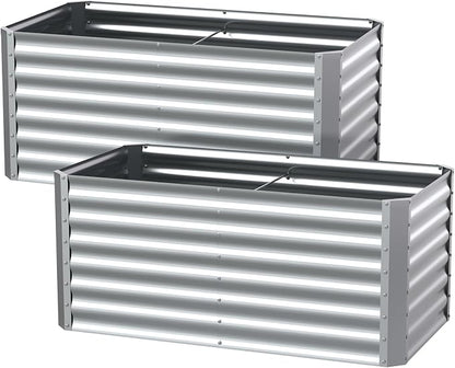 4X2X2ft (2 Pack) Galvanized Raised Garden Bed,Outdoor Planter Box Metal Patio Kit Planting Bed for Vegetables Flowers Herb