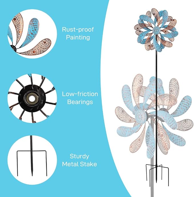 Viveta Wind Spinner for Yard and Garden, Kinetic Wind Spinners | 58.7*12.6" Metal Windmills for Outside Yard Patio Lawn Decor