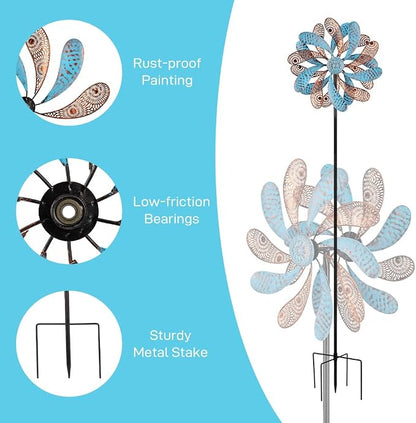 Viveta Wind Spinner for Yard and Garden, Kinetic Wind Spinners | 58.7*12.6" Metal Windmills for Outside Yard Patio Lawn Decor