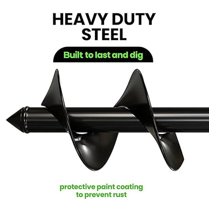 K-Brands Auger Drill Bit for Planting – 4 x 12 Inch - Garden Spiral Hole Drill Planter for Bulb Planting, Bedding Plants, Umbrella Holes - 3/8 Inch Hex Drive Drill