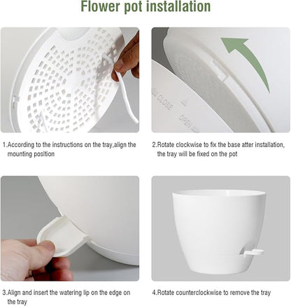 WSMKSZ 12/10/9 inch Large Self Watering Pots, Plant Pots with Mesh Drainage Holes for Indoor Outdoor Garden Plants, Flower Pots with Removable Deep Reservoir, Set of 3 Plastic Planters, White
